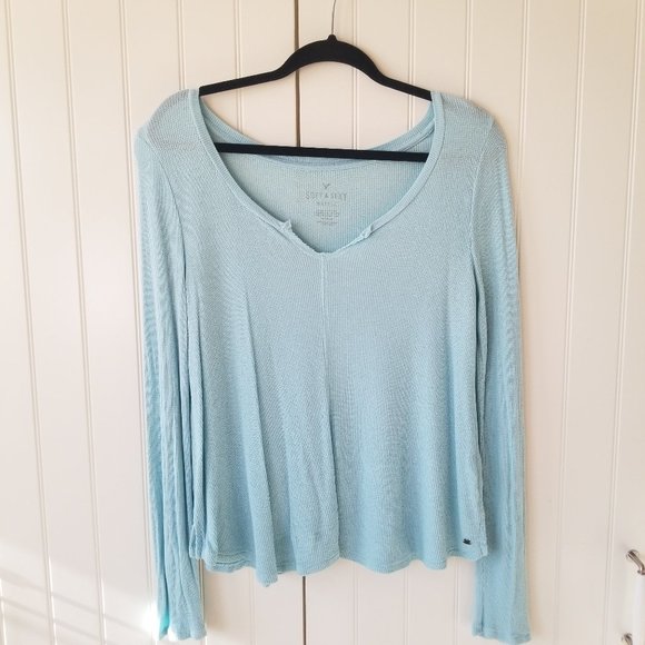American Eagle Outfitters Tops - American Eagle Long Sleeve Shirt - Pastel Blue